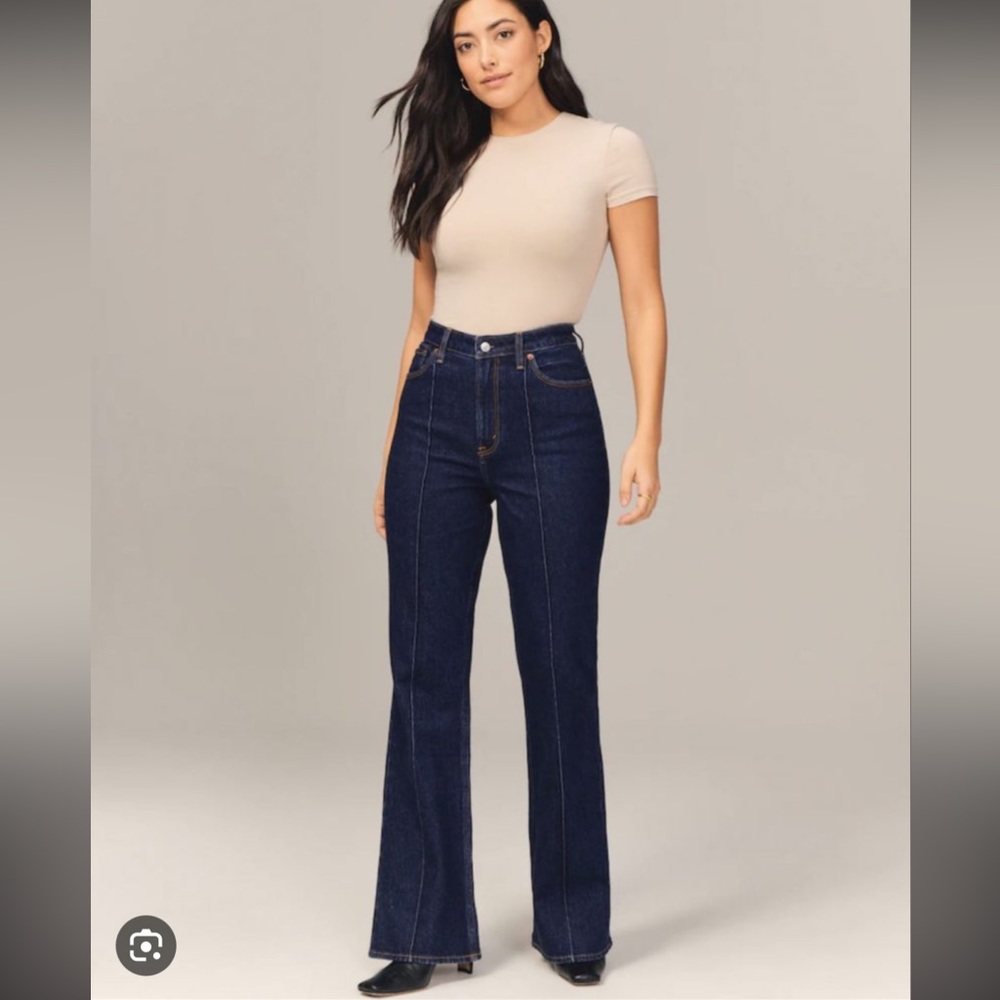 Abercrombie Curve Love Vintage Flare Jeans- Super Dark